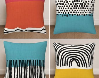 Set of 4 Modern Abstract Pillow Covers, Minimalist Geometric Cushion Set, Scandinavian Throw Pillows, Contemporary Home Decor