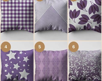 Purple Leaf Pillow Cover: Modern Botanical Throw Cushion