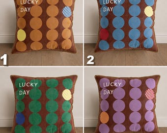 Modern Geometric Pillow Cover, Colorful Dot Cushion, Mid Century Throw Pillow, Scandinavian Home Decor, Minimalist Accent