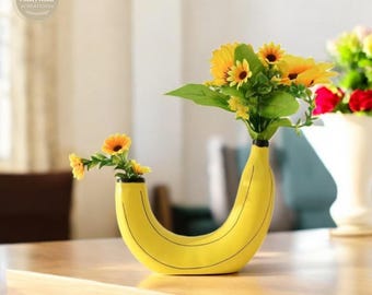 Handcrafted Resin Banana Flower Pot: Quirky Home Decor