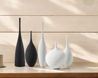 Minimalist Ceramic Vase: Handmade Zen Art, Modern Home Decor