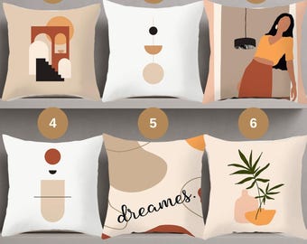 Abstract Beige Terracotta Pillow Cover: Modern Minimalist Decor