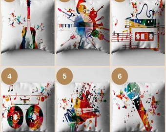 Musical Throw Pillow Cover: Colorful Music Room Decor
