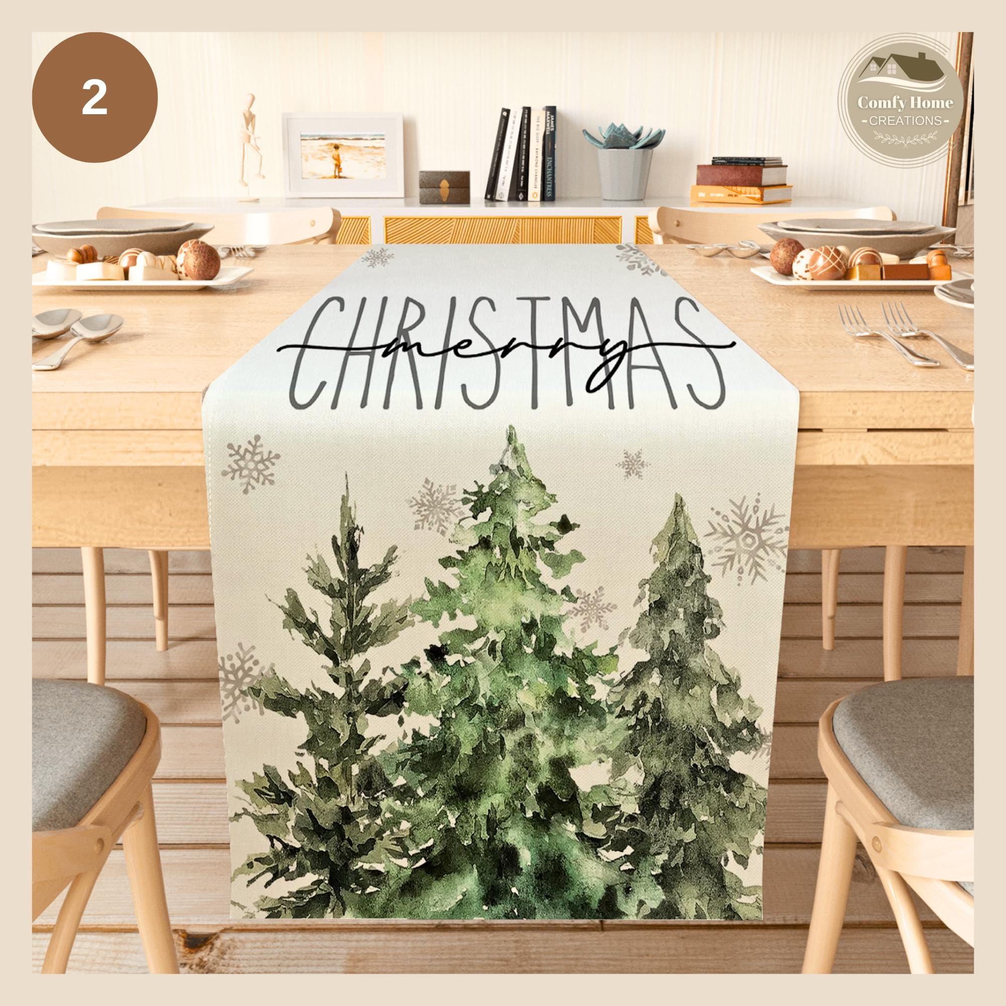 Produktbild von Tischläufer Weihnachten Leinen 33 X183 Cm Bauernhaus Rustikale Retro