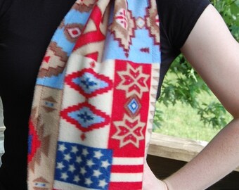 Native American Indian Flag USA Stars Fleece Scarf   Free Shipping in USA