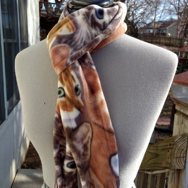 Cat Kittens Long Narrow  Print Fleece Scarf