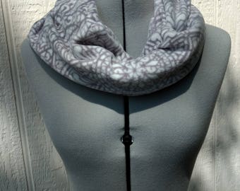 Grey, Gray Print Polar Infinity Fleece Scarf