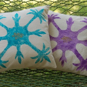 2 Hand Painted Cotton Pillow Cover Hawaiian Design