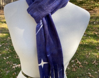 Fleece Scarf Stars Navy Narrow