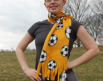 Soccer  Ball Print Fleece Scarf