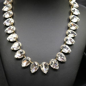 Anna Wintour Necklace Bracelet Earrings Ring White Clear Crystal Asscher Diamond Square Cut Georgian Paste Riviere Collet Vintage choker