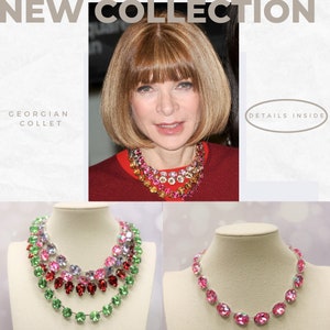 Peridot Green Necklace Anna Wintour Georgian Paste Riviere Collet Ruby Red Lilac Purple Hot Candy Pink Rose Iridescent Vintage choker Layer