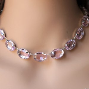 Blush Pink Necklace Light Pink Morganite Anna Wintour Oval Georgian Collet Riviere Paste Vintage choker Pale Pink Statement Layer Baby Pink