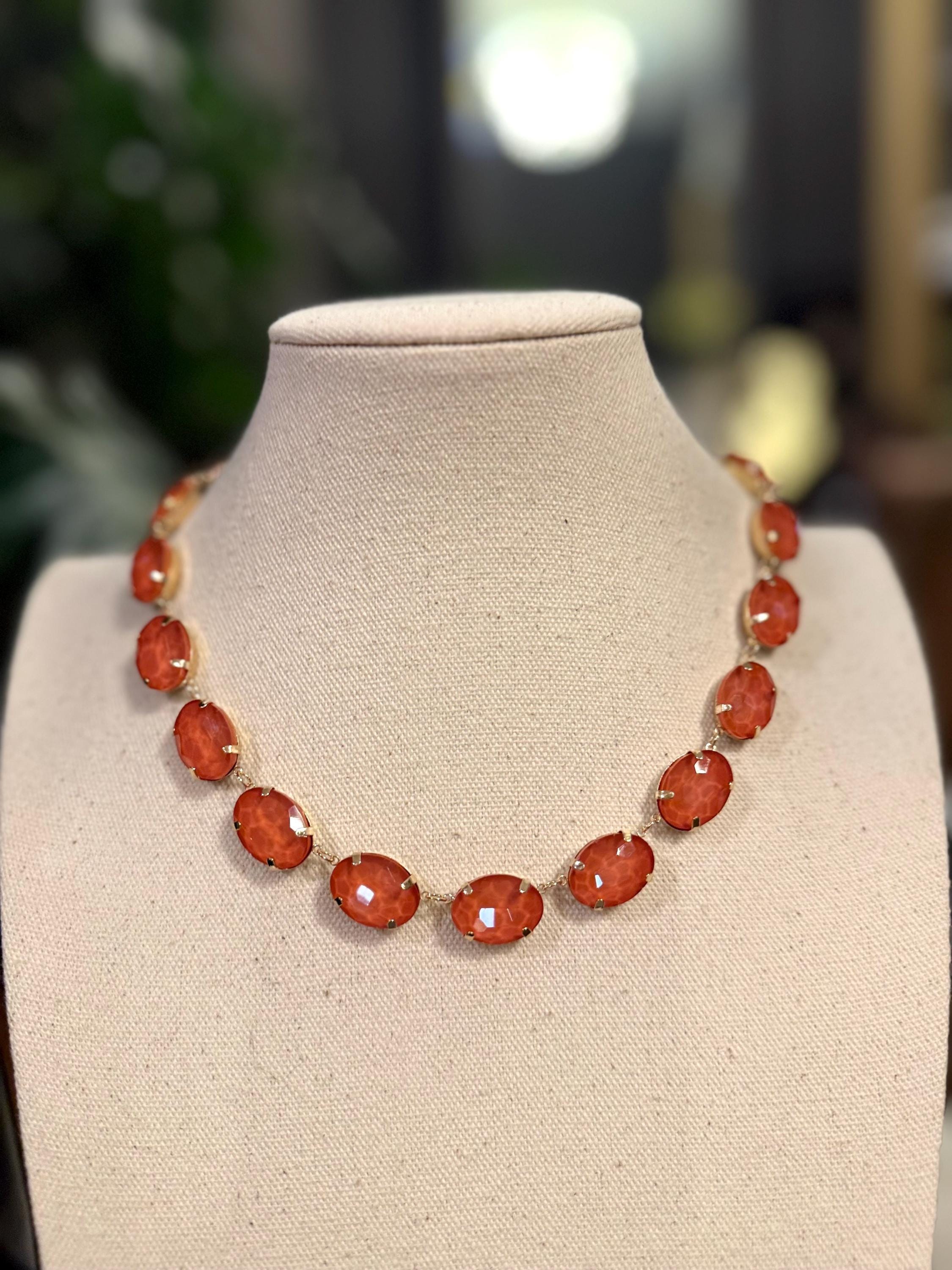 Hyacinth Orange Necklace Anna Wintour Georgian Paste Collet