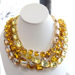 Topaz Necklace Champagne Yellow Gold Honey Citrine Anna Wintour Golden Shadow Georgian Collet Riviere Paste Octagon Rivoli Stacking Vintage