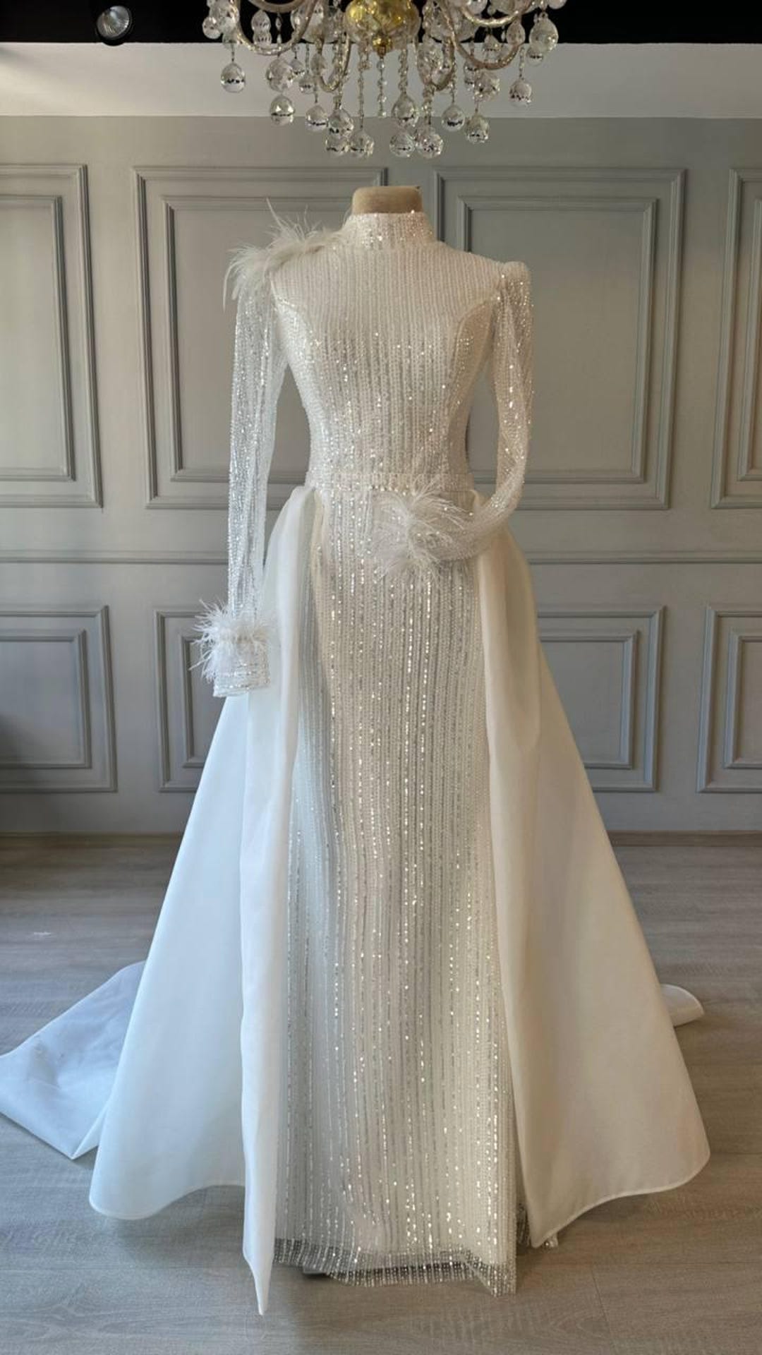 Muslim Wedding Dress With Crystal Beading Luxury