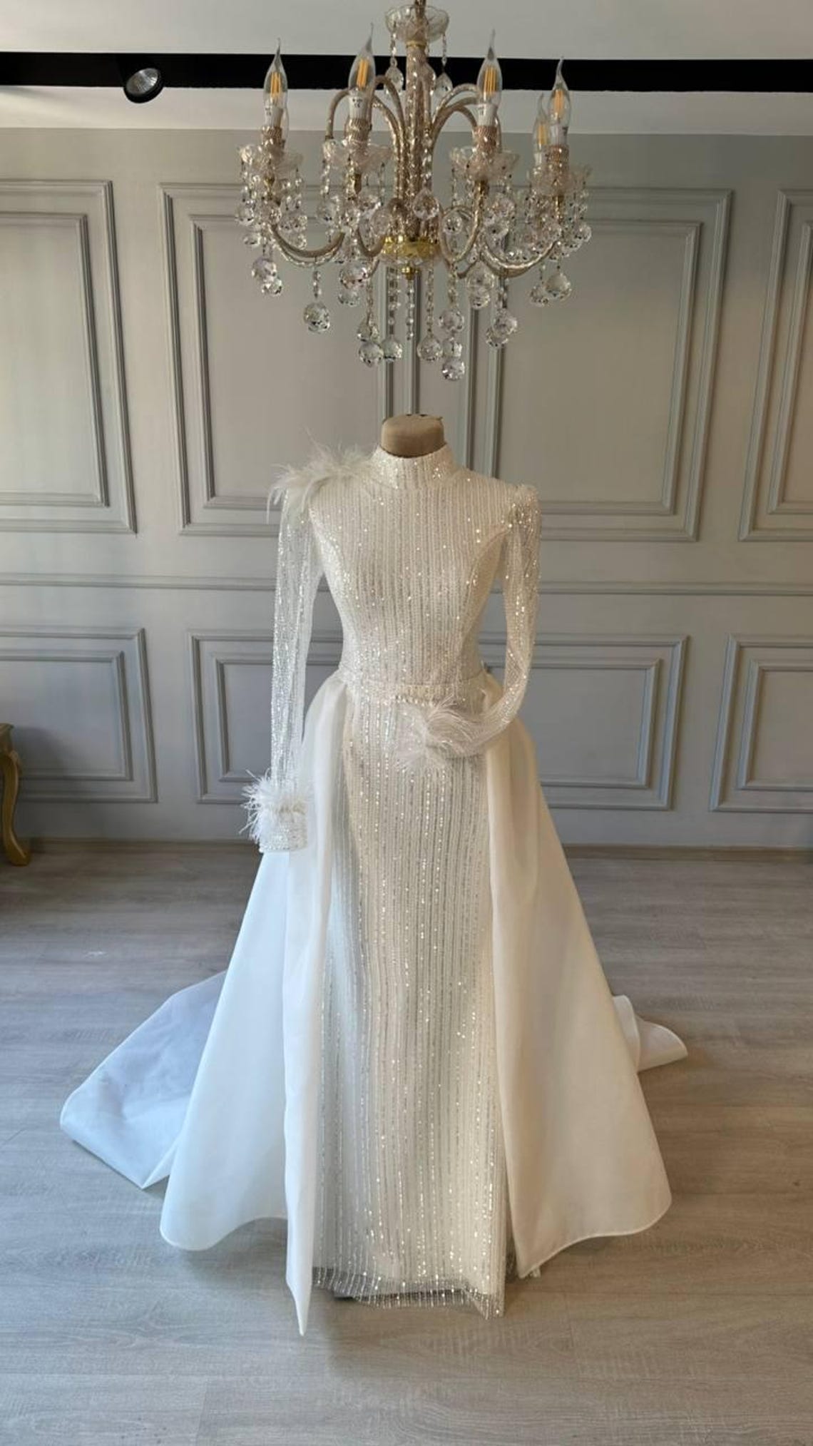 Handmade Hijab Bridal Wedding Dress Modest Luxury Style Muslim