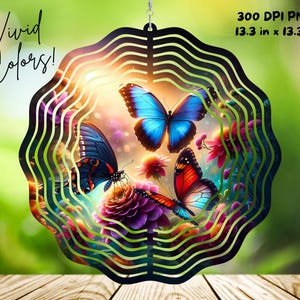 Butterflies Wind Spinner PNG, Garden Suncatcher Wind Spinner Sublimation Design, Flowers Wind Spinner Sublimation Design | DIGITAL DOWNLOAD