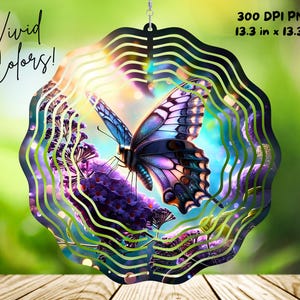 Butterfly Wind Spinner PNG, Garden Suncatcher Wind Spinner Sublimation Design, Flowers Wind Spinner Sublimation Design | DIGITAL DOWNLOAD