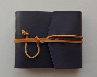 Leather journal landscape 4.25" x 5.5" dark brown leather diary sketchbook notebook travel diary (6496)