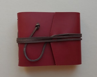 Landscape leather journal 4.25" x 5.5" red leather diary sketchbook notebook travel diary (7231)