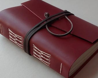 Chunky leather journal 5.5"x 7.5" 384 pages red leather notebook sketchbook travel diary (7465)