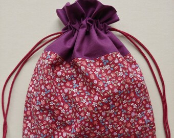 Pink Floral fully lined drawstring backpack