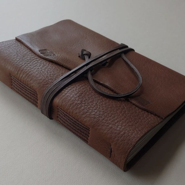 Leather journal 5.5"x 7.5" rustic brown leather notebook sketchbook travel diary (6649)