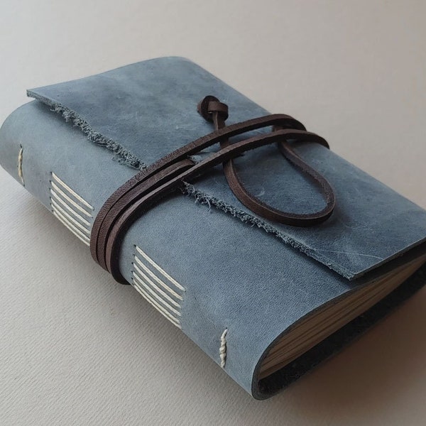 Rustic leather journal 4" x 6" distressed stone gray travel journal leather sketchbook travel diary (6583)