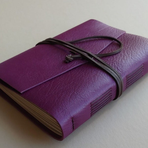 A5 leather journal 6" x 8.25" purple leather diary sketchbook travel journal leather notebook (6647)