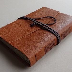 A5 Leather journal 6" x 8.25" rustic orange  leather sketchbook travel diary leather notebook (6405)