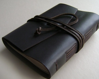 Leather journal 4" x 6" dark brown leather diary sketchbook notebook travel diary (6545)