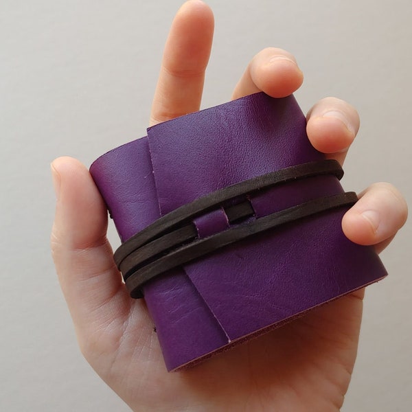 Tiny leather journal 2.5"x 2.25" purple tiny pocket journal sketchbook travel diary tiny notebook (6620)