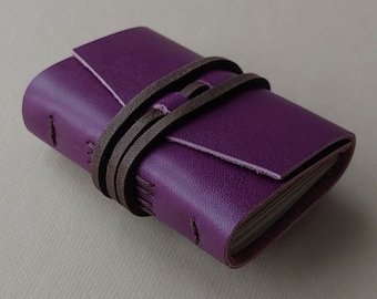 Tiny leather journal 2"x 3" lined pages purple tiny pocket journal sketchbook travel diary tiny notebook (6604)