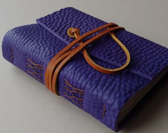 Leather journal 4" x 6" purple leather notebook diary sketchbook  travel diary   (6543)