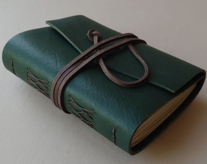 Leather Journal 4" X 6" Forest Green Leather Notebook Sketchbook Travel ...