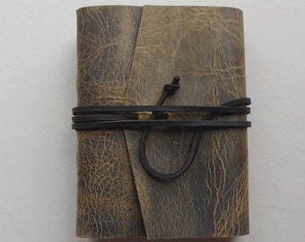 Distressed rugged leather journal 4" x 6" brown travel journal leather sketchbook old world journal  (5990)