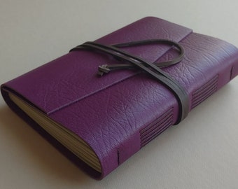 Purple leather journal 5.5"x 7.5" leather notebook travel diary sketchbook (7106)