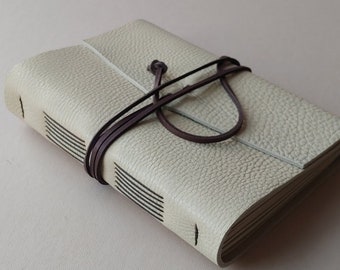 Leather journal 5.5"x 7.5" cream leather notebook sketchbook travel diary (7167)