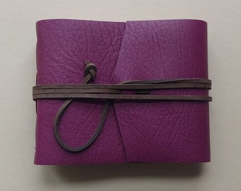 Leather landscape journal 4.25" x 5.5" purple leather diary sketchbook notebook travel diary (7233)
