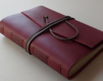 A5 Leather journal 6" x 8.25" deep red leather sketchbook travel diary leather notebook (6570)