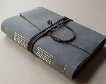 Carnet de notes A5 en cuir 6 x 8,25 po. Carnet de croquis en cuir gris vieilli Carnet de voyage en cuir pour journal de voyage (7056)
