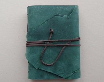 Rugged leather journal 5.5"x 7.5" distressed green leather notebook sketchbook travel diary (6500)