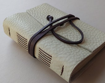 Leather journal 4" x 6" cream/off-white leather notebook diary sketchbook  travel diary   (6479)