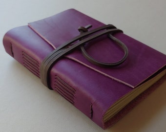 Leather journal 4" x 6" purple leather notebook diary sketchbook  travel diary   (6406)