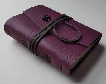Leather journal 4" x 6" purple leather notebook sketchbook travel diary  (7549)