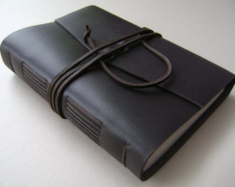 Leather journal 5.5"x 7.5", 320 pages dark brown leather notebook sketchbook travel diary (3782)