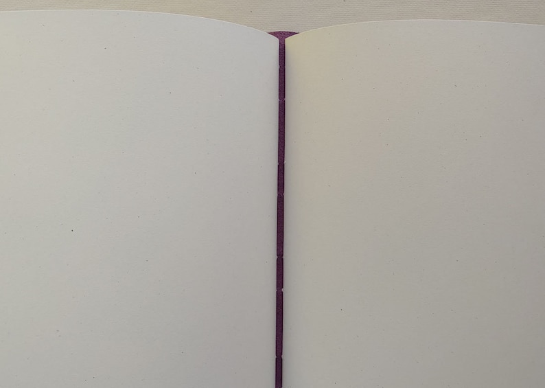 Puede incluir: Primer plano de un libro con una encuadernaci&oacute;n morada. Las p&aacute;ginas est&aacute;n en blanco y el libro est&aacute; cerrado.