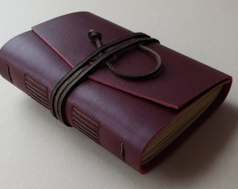 Leather journal, 4" x 6" dark burgundy wine leather diary sketchbook notebook travel diary (5882)