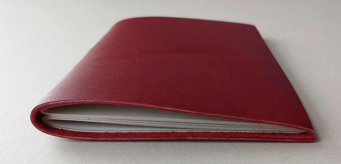 Slim leather notebook 5.5x 7.5 Red 96 pages thin | Etsy